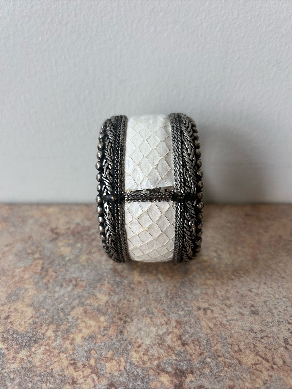 Vintage Sterling Silver Boho Style Bangle Bracelet 1.75” wide/2.5” diameter - Picture 6 of 9